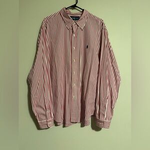 Preloved Ralph Lauren Custom Fit Red and White Striped Button Up size XXL